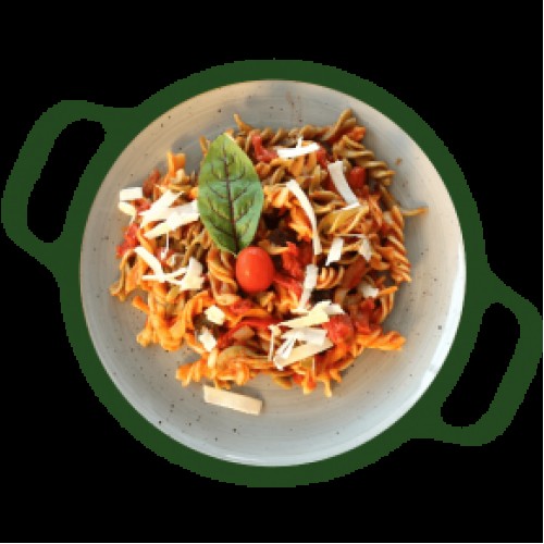 Fusilli Schotel ratatouille pomodorisaus (vega)